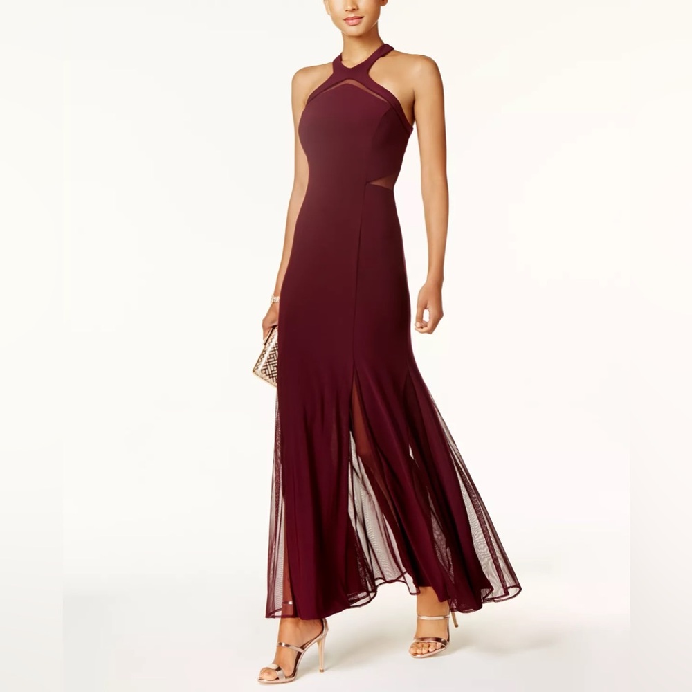 Nightway Halter Mermaid Dress in Wine Size 8